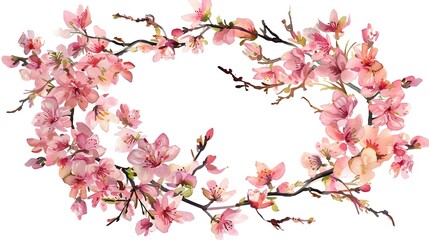 Obraz premium Cherry Blossom Watercolor Petal Frame - a delicate and enchanting design. The watercolor petals create a soft and elegant border, perfect for adding a touch of nature's beauty.