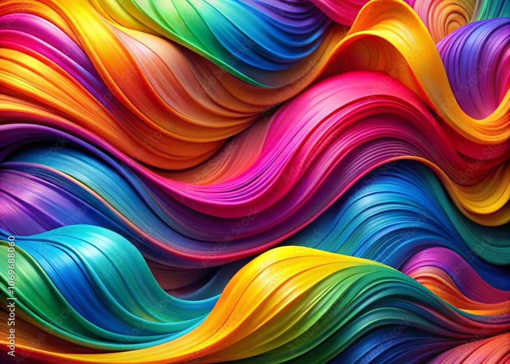 Poster abstract multicolor motion background with dynamic shapes and waving lines, seamless loop, high dept
