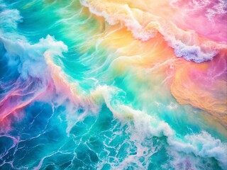 Fototapeta premium Abstract Pastel Watercolor Background Featuring Fluid Colorful Waves Captured from a Drone Perspective, Ideal for Modern Design Projects and Artistic Inspirations