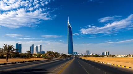 Stunning daytime landscapes showcase the iconic Riyadh Tower.