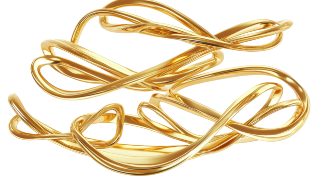 Artistic Gold Frames With Curves Displayed on a Transparent Background Generative AI