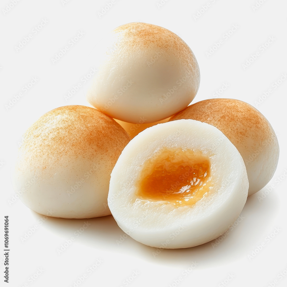 Aufkleber a close-up view of soft and sweet mochi treats showcasing their delicate round shape and a hint of f
