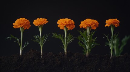 Obraz premium Vivid Orange Flowers in Rows