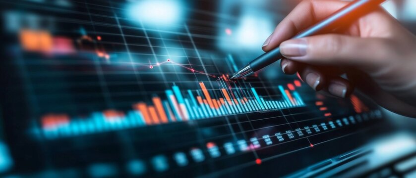 Person hand holding pen drawing line graph Business services encompass