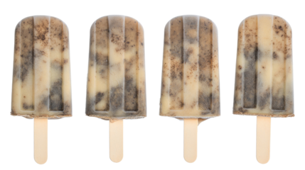 Assorted Ice Popsicles in Various Flavors on a Transparent Background Generative AI