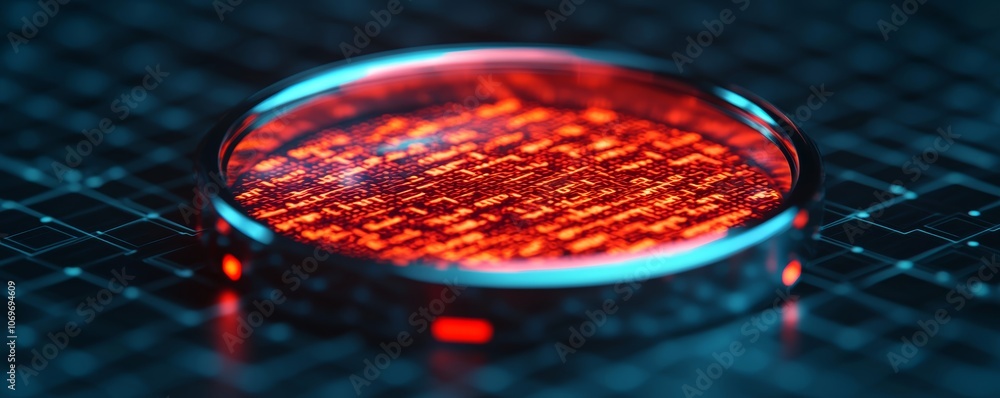Poster examining data with magnifying glass in cybersecurity