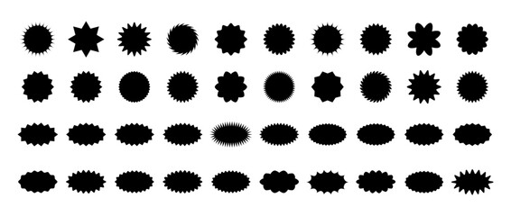 Fototapeta premium Starburst price. Sale symbol. Simple black icons for promotion design. Set of Vector illustrations on transparent background.