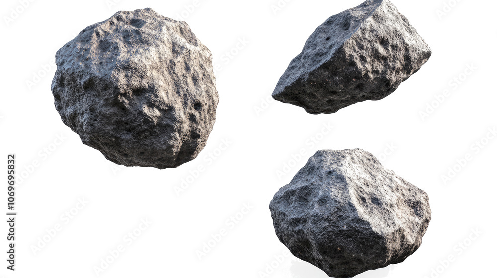 Poster natural rocks collection isolated on a transparent background generative ai