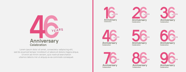 anniversary logotype set. vector design pink color for celebration event