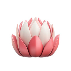 3D Render of Lotus Flower Icon in Pink and White with Realistic Petal Textures