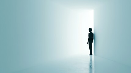 Obraz premium Figure Hiding in Minimalist Space