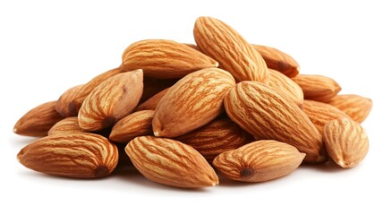 Fototapeta premium Pile of Almonds on White Background