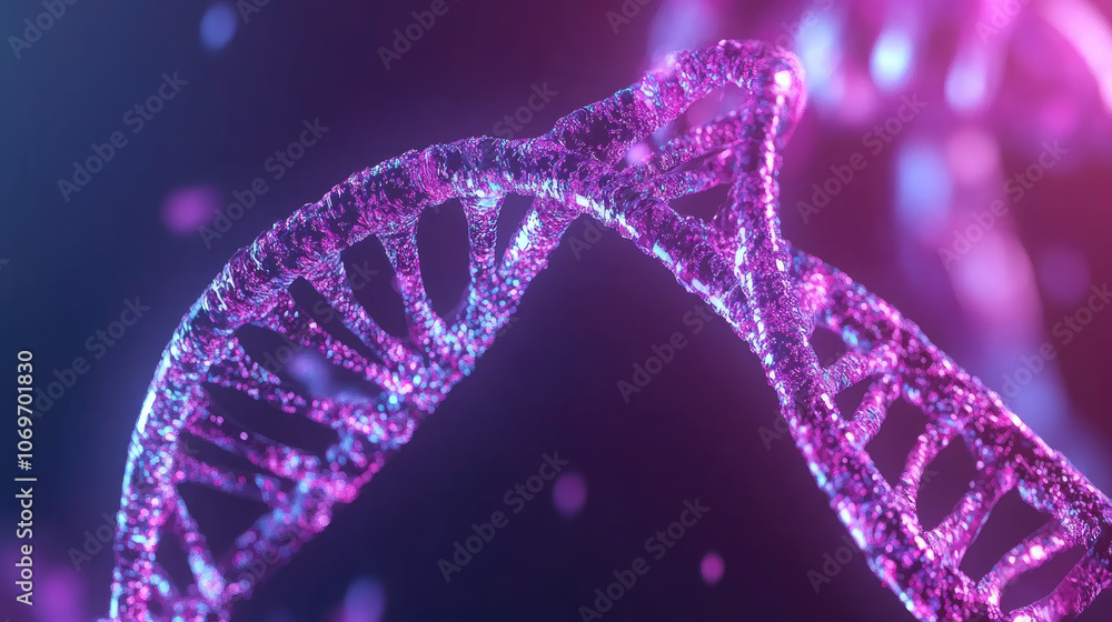 Poster dna helix structure, abstract visualization of genetic code, representation of deoxyribonucleic acid