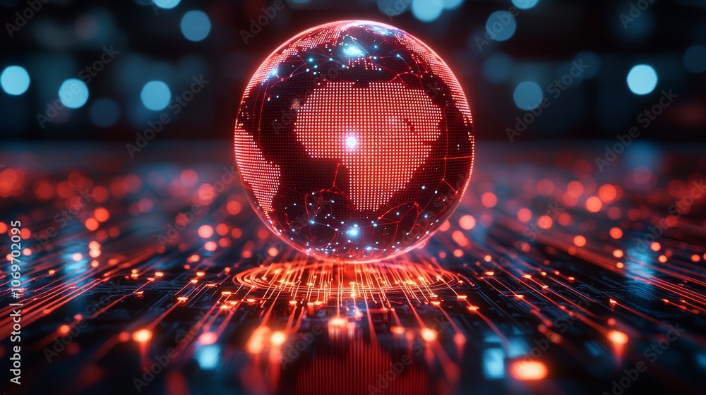 Poster global communication concept with interconnected network