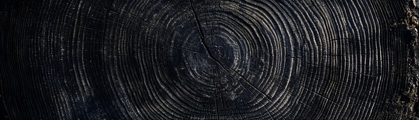 Fototapeta premium Close-up of a Dark, Burned Tree Trunk Cross-Section