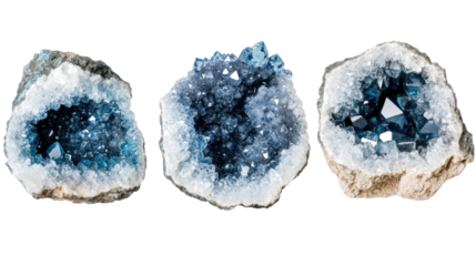 Collection of Blue Gem Crystals Isolated on a Transparent Background Generative AI