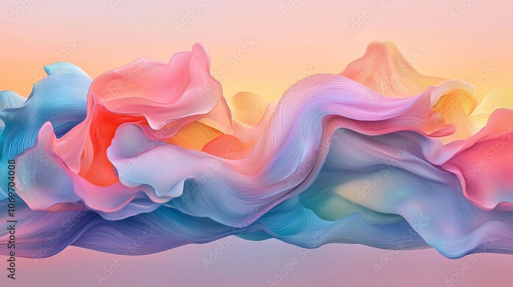 Poster abstract waves in soft colors and textures