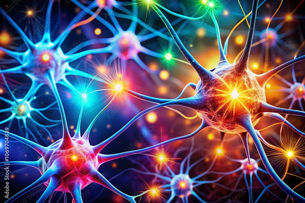 Aufkleber a vibrant abstract representation of interconnected neurons and glowing synapses, symbolizing commun