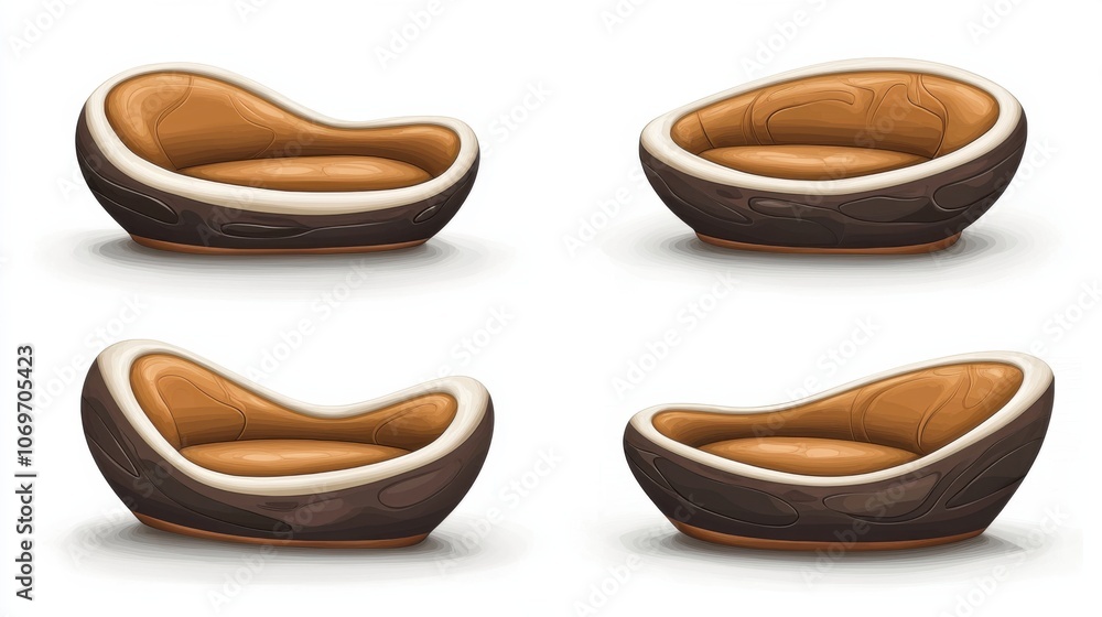Poster modern stylish sofa set with unique curves