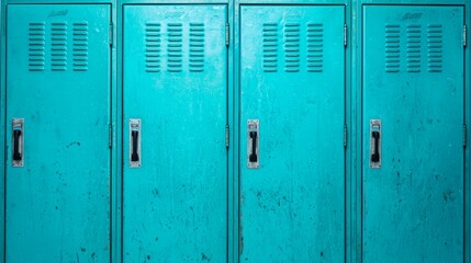 Clean Gym Locker Room with Blue Lockers