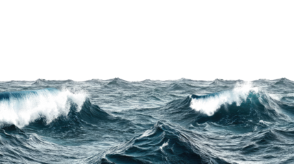 Blue Ocean Waves Crashing in a Turbulent Sea on a Clear Day Generative AI