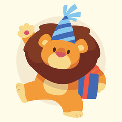 Flat Vector Animal Birthday Illustration