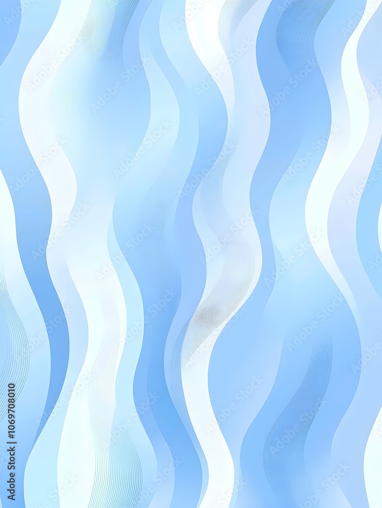 Poster an abstract design featuring soft blue waves undulating across a light background, evoking a sense o