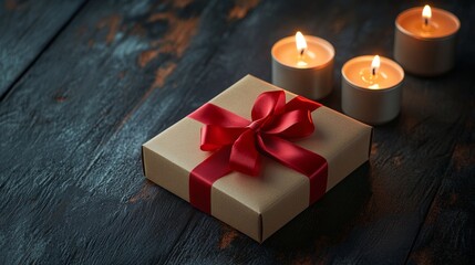 gift box with red bow valentine concept