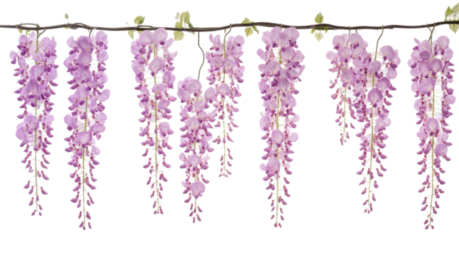Beautiful Purple Wisteria Flowers Hanging Gracefully From Branches Generative AI