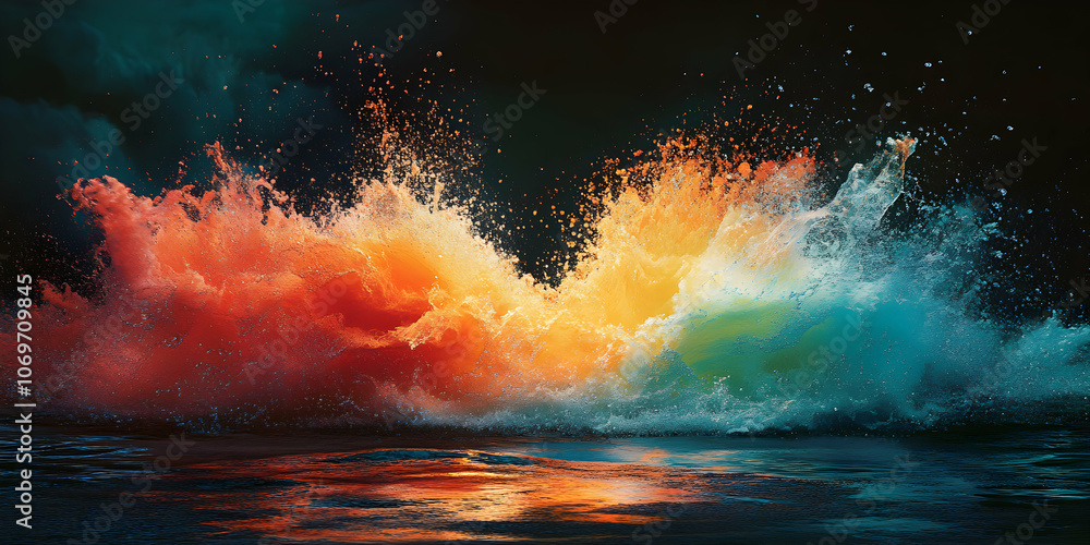 Poster abstract water splashes in vibrant colors create a dynamic and artistic background