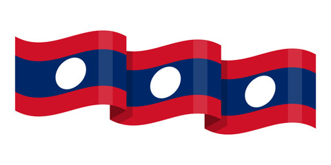 Vector illustration of wavy Laos flag on transparent background