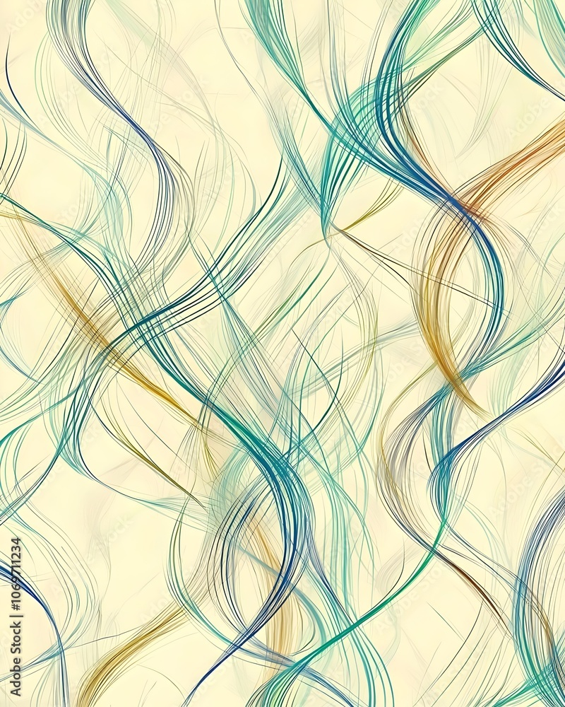 Poster an abstract background featuring swirling lines in shades of blue, turquoise, and brown, creating a 