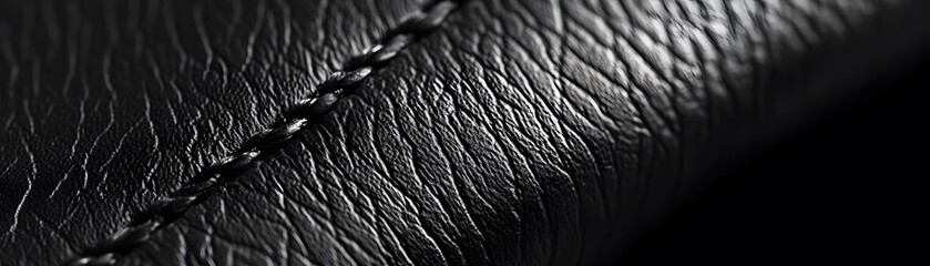 Black Leather Texture with Stitching