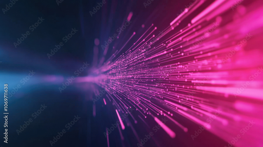 Poster a vibrant visualization of light beams stretching outward, creating a dynamic sense of motion and en