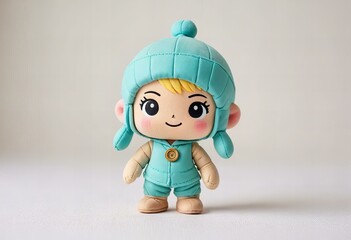 Featuring Minimalist chibi diviner character design, full body, isolated on white background.