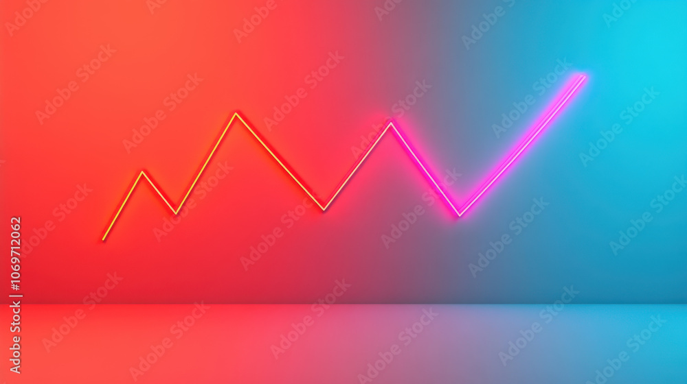 Poster a vibrant line chart against a gradient background, suggesting an upward trend in data or performanc