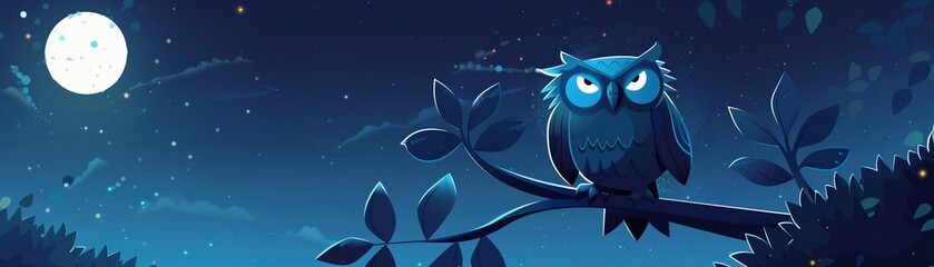 Obraz premium A cheerful minimal style owl perched on a geometric