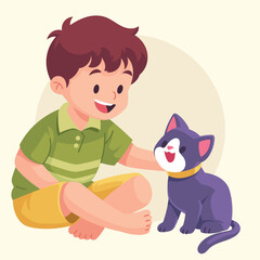 Flat Vector Cat Lovers Illustration