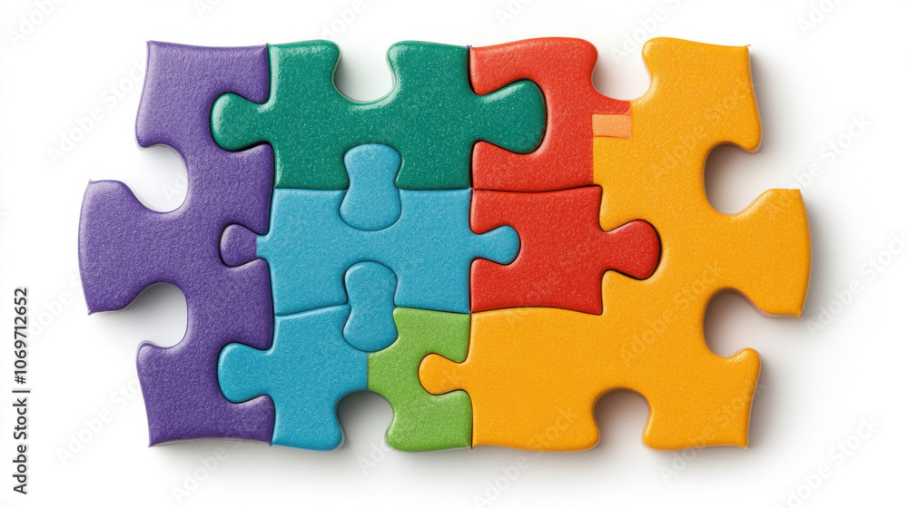 Aufkleber a colorful arrangement of interlocking jigsaw puzzle pieces, symbolizing problem-solving and creativ