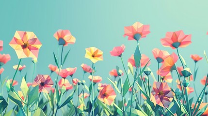 Fototapeta premium A cheerful minimalist digital garden scene