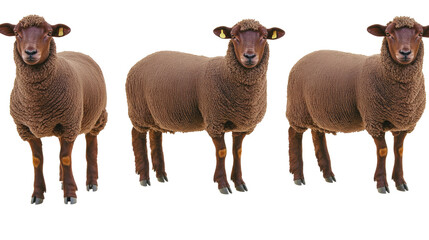 Fototapeta premium Brown Sheep Collection Showcasing Unique Wool and Posture Variations Generative AI