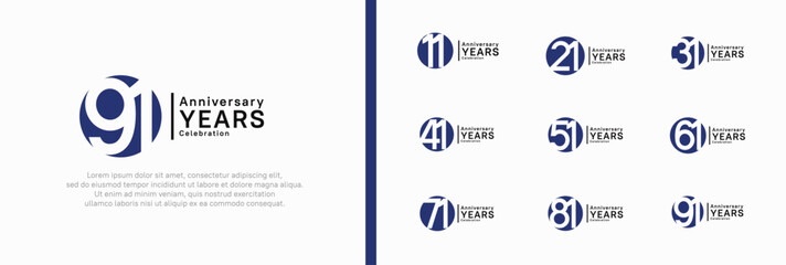 anniversary logotype set. vector design blue color can be use for celebration moment