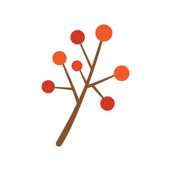 Winter red berries branch isolated on white background.