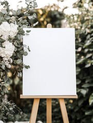 Easel with Blank White Canvas