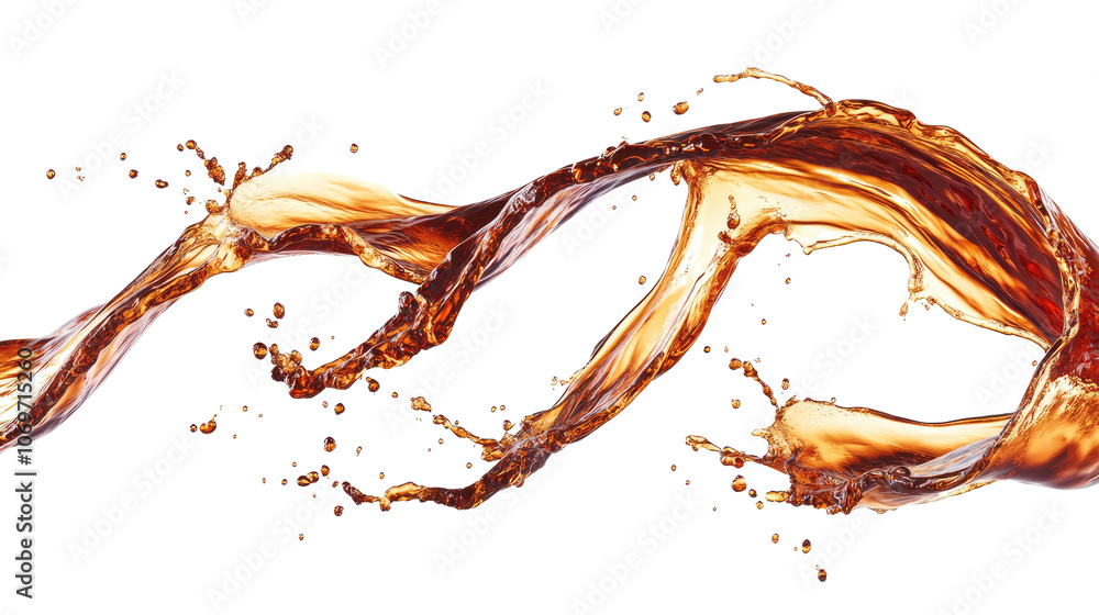 Poster abstract brown liquid splashes captured on transparent background generative ai
