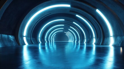 Fototapeta premium A digital light tunnel representing the speed and flow of data in the digital world.