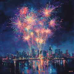 Naklejka premium City Fireworks.