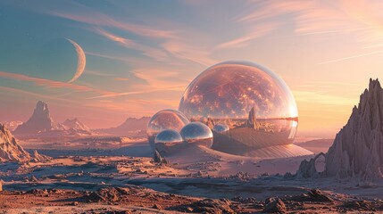 A digital visualization of a minimalist city on a cloud with sleek