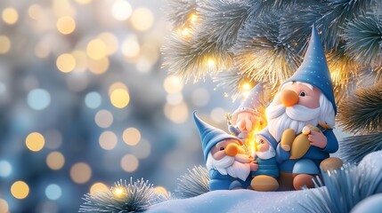 Christmas Gnomes Under Tree