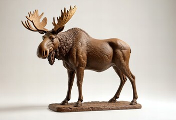 Beautiful Image Moose statue isolated on a white background